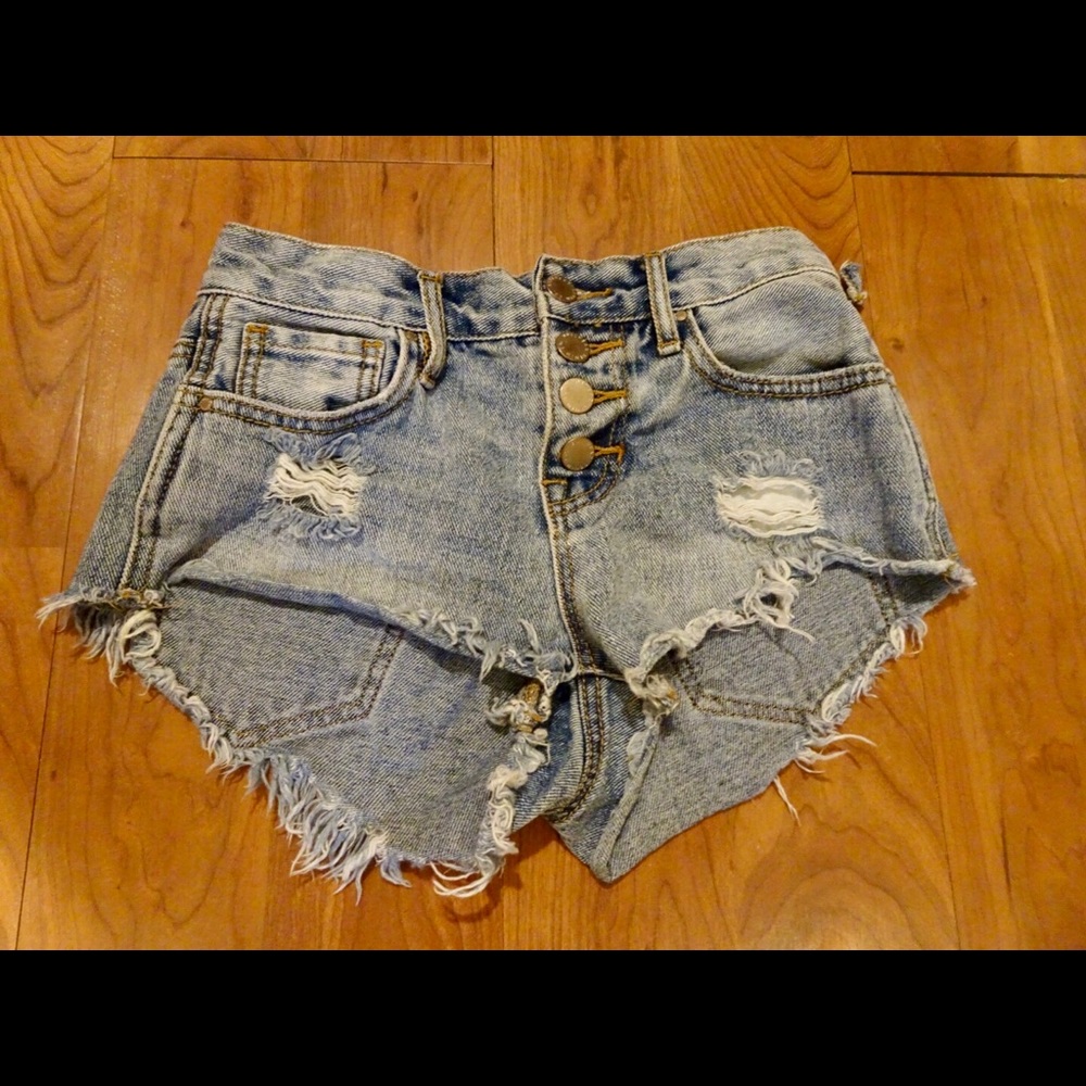 High waisted jean shorts